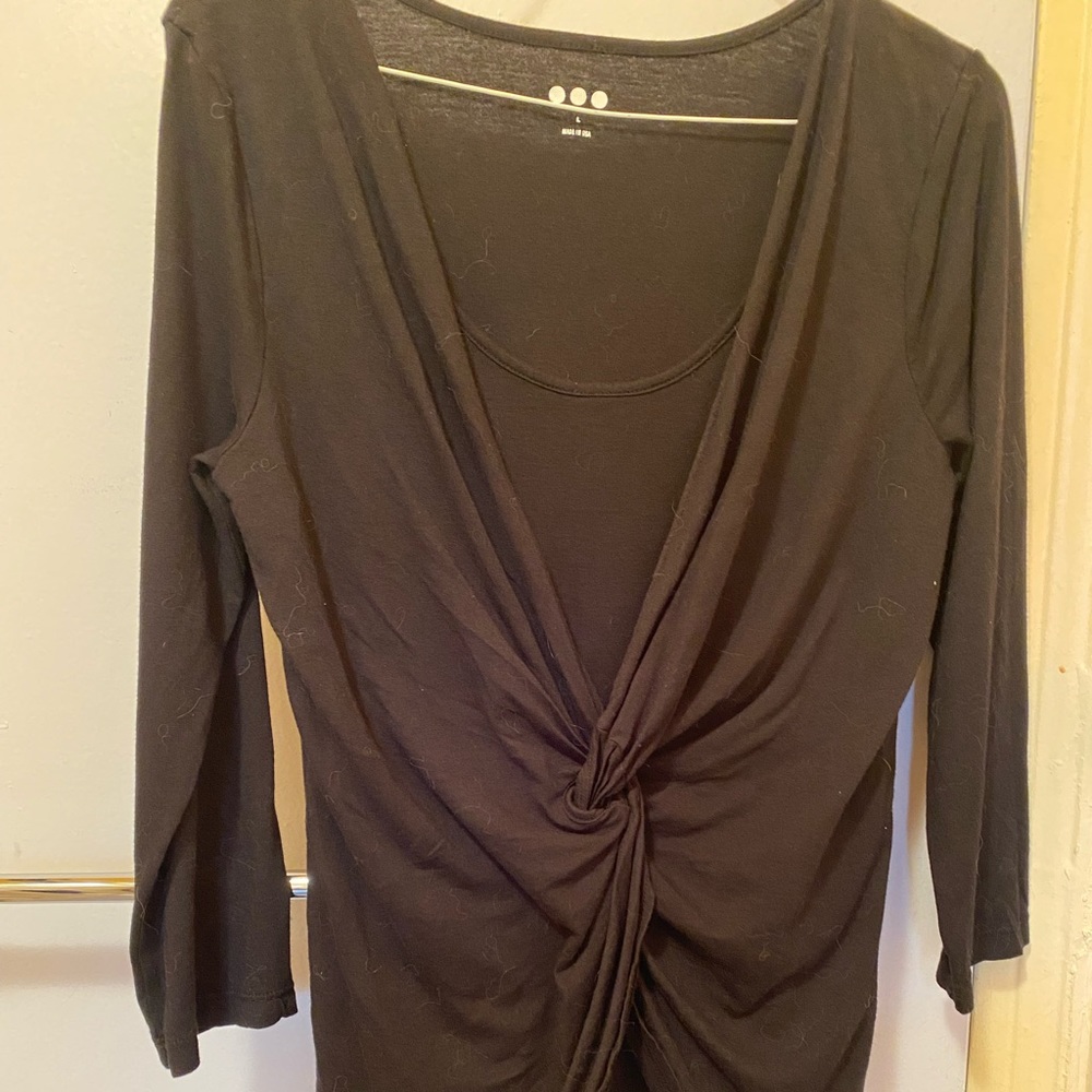 Three Dots black twist top 3/4 sleeve - Picture 7 of 8